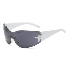 Rimless Gradient Sunglasses for Women Star Decoration Eyewear