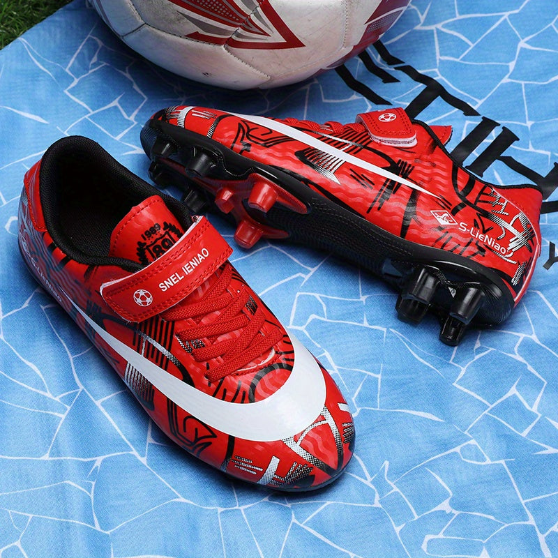 Youth Spiked Football Boots, Hook & Loop Fastener, Anti-Skid, Breathable