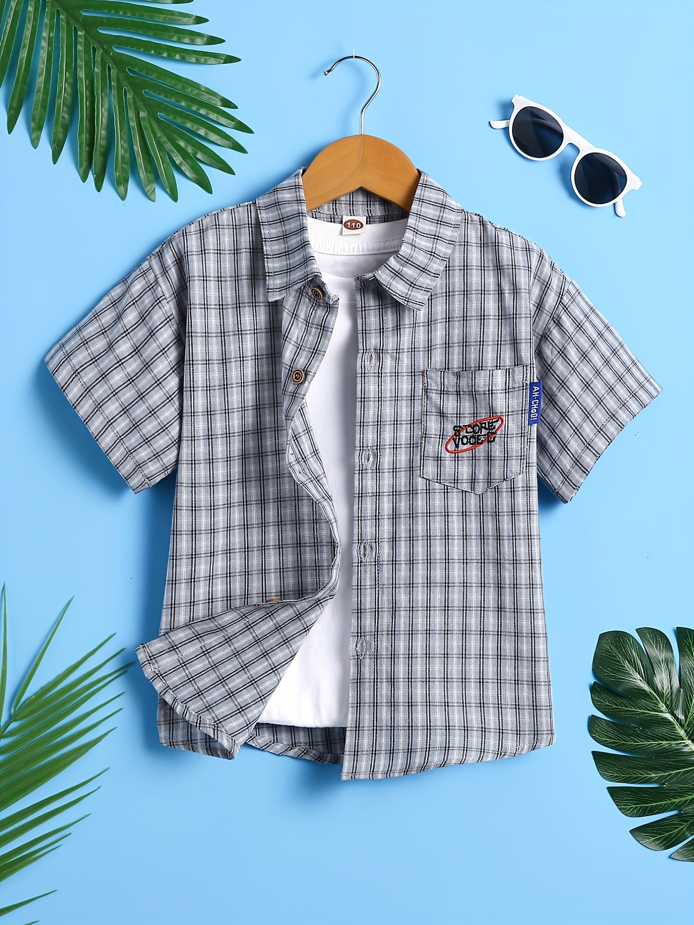 Toddler Boys Plaid Button Short Sleeve Shirt Kids Summer Clothes