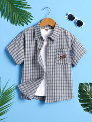 Toddler Boys Plaid Button Short Sleeve Shirt Kids Summer Clothes