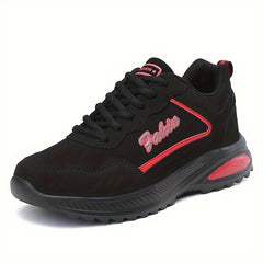 Lightweight Faux Leather Running Shoes Lace Up Non Slip Sneakers