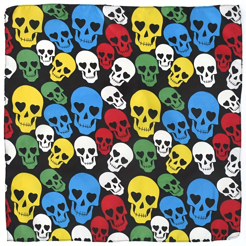 Polyester Skull Print Square Scarf Hip Hop Street Dance Halloween Scarf