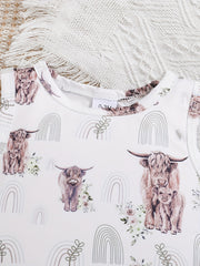 Baby Boys Bull And Flower Print Sleeveless Summer Romper