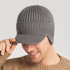 Winter Cold-proof Knitted Hat With Earmuff for Outdoor Activities