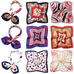 Vintage Print Satin Square Scarf Neck Hand Bandana Headwrap Silk Feel