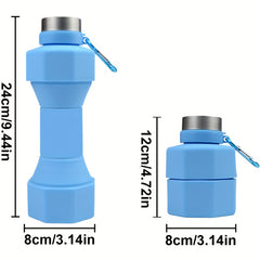 650ml Foldable Dumbbell Shaped Water Bottle Portable Silicone Water Cup