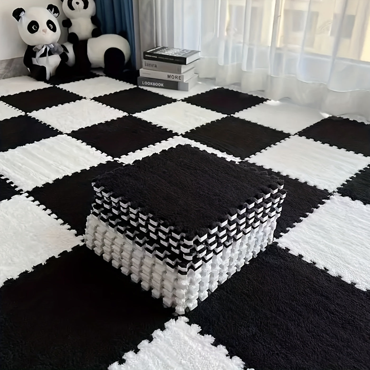 12pcs Mosaic Carpet Set Plush Mats for Bedroom Living Room Kitchen Bathroom