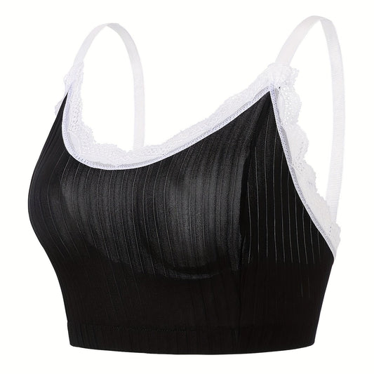Retro Bralette with Lace Trim