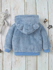 Animal Pattern Hooded Fuzzy Coat for Baby Boys