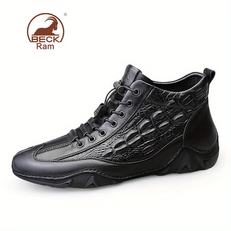 Men's Lace up Boots Casual Leather Sneakers