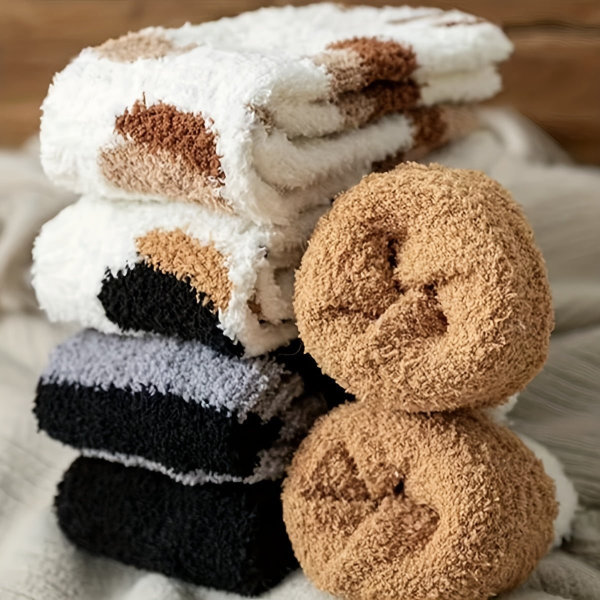 6 Pairs Cat Claw Pattern Cotton Socks for Women & Girls