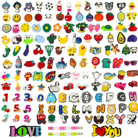 136pcs PVC Cartoon Shoe Charms for Clog Sandals Decoration