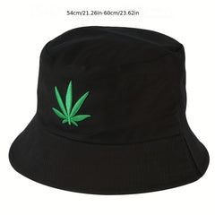 Leaf Embroidery Bucket Hat Summer Cap Men Women