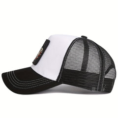Dog Head Patch Trucker Hat Unisex Hip Hop Block Baseball Cap Mesh Breathable