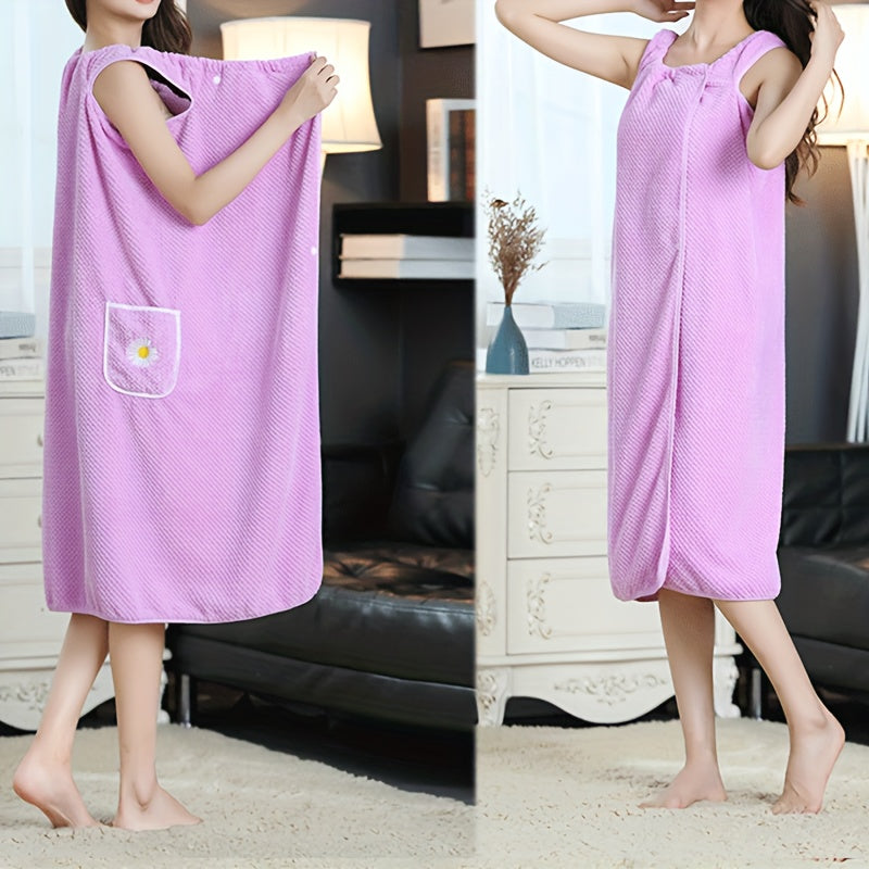 Adults Flower Pattern Bath Skirt, Absorbent & Quick Drying Towel