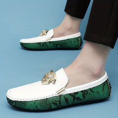 Women's Snakeskin Print Loafers Soft Sole Slip On Shoes Casual Flats
