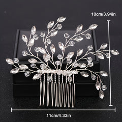 Crystal Flower Bridal Hair Comb with Silver Accents