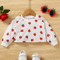 Baby Girls Toddler Strawberry Graphic Print Long Sleeve T-shirt