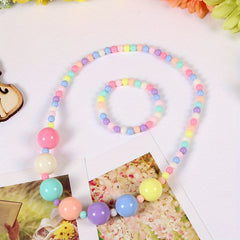 Cartoon Candy Beaded Necklace & Bracelet Set for Girls