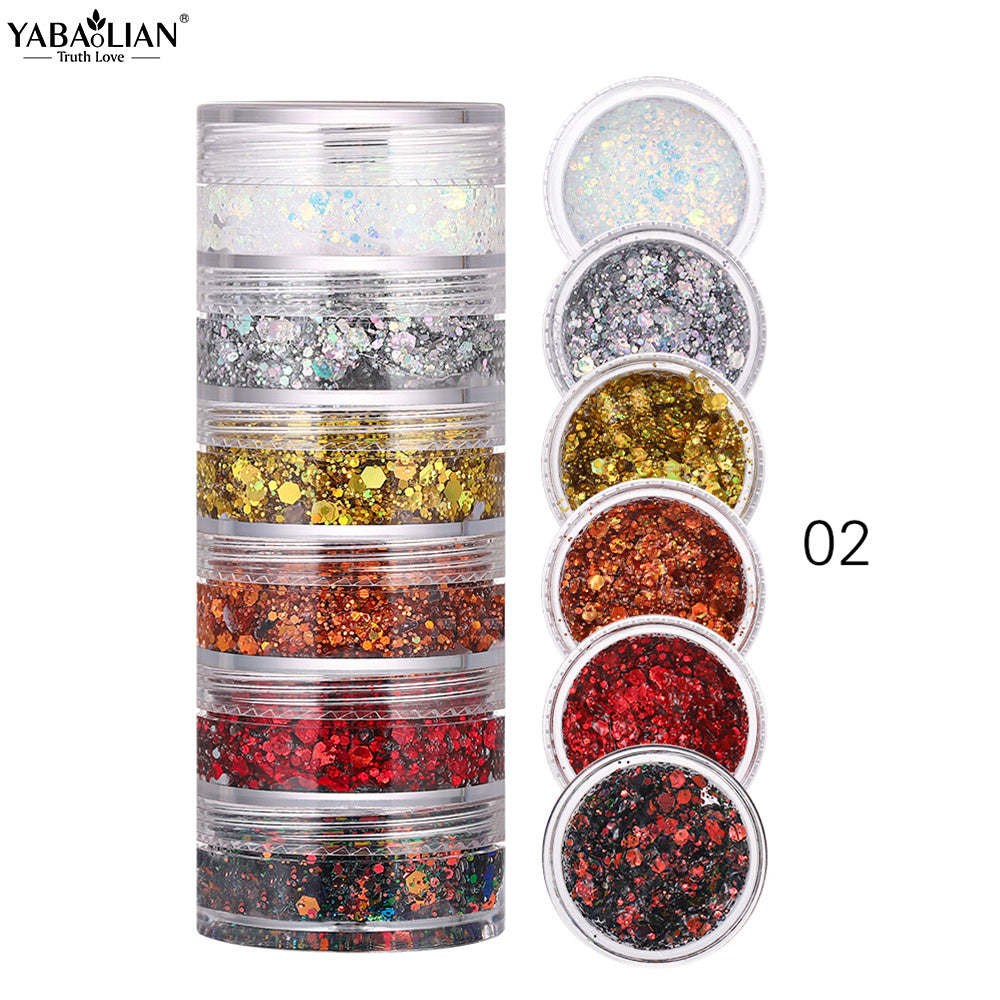 6 Layer Glitter Gel Kit for Halloween Makeup