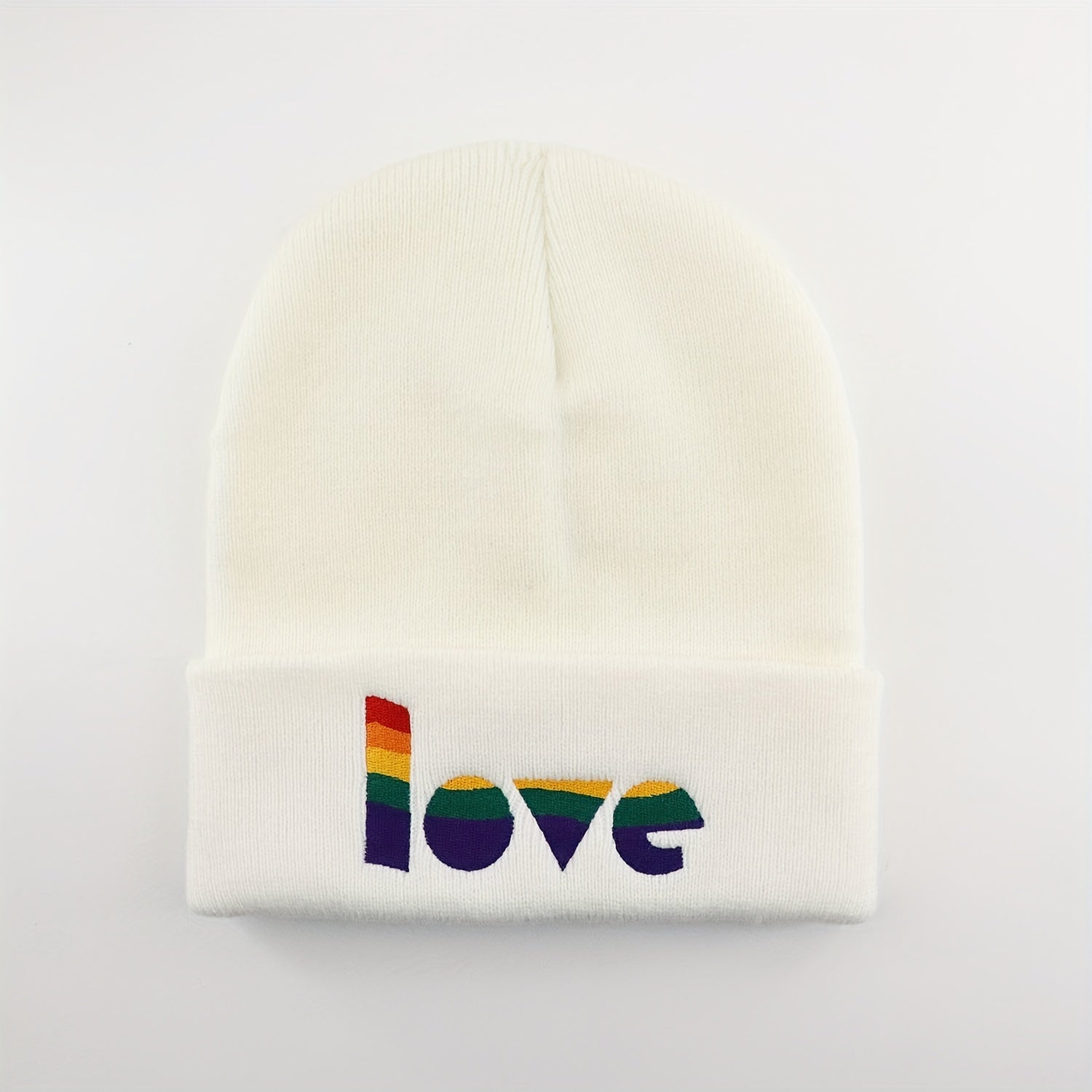 LGBT Love Rainbow Embroidered Beanie Knit Skull Cap Warm Hat