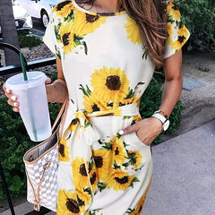 Womens Floral Print Maxi Dress with Pockets