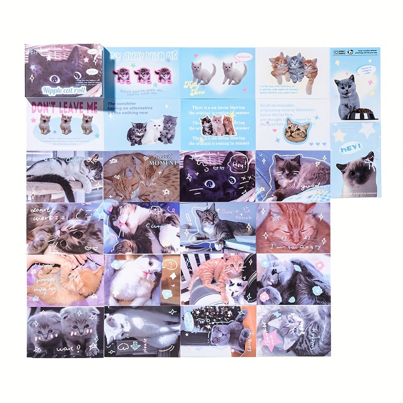 50 Sheets Sticker Books, Cartoon Animal Cat Dog DIY Cutting Pasting Decoration