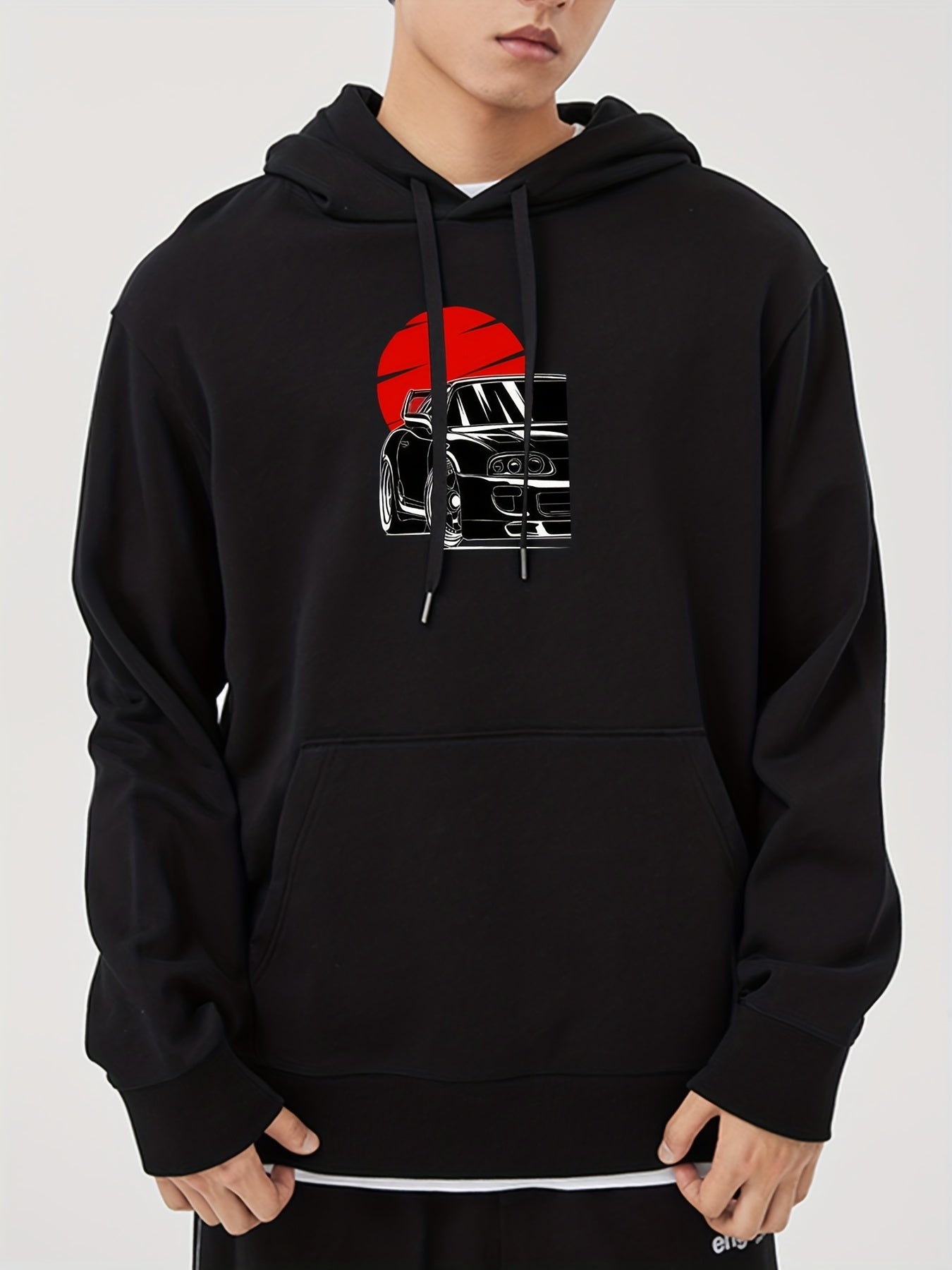 Sunset Print Hoodie Men's Casual Pullover Hooded Sweatshirt