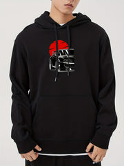 Sunset Print Hoodie Men's Casual Pullover Hooded Sweatshirt