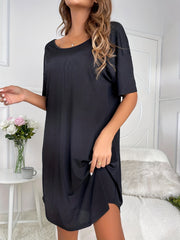 Scoop Neck Short Sleeve Lounge Dress