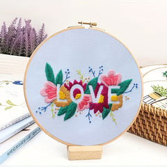 Flower Pattern Embroidery Kit DIY Set - Adults Kids Beginners