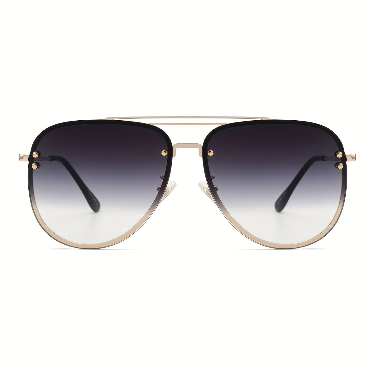 OUWEN Large Frame Sunshade Sunglasses Golden Gradient UV400 Protection