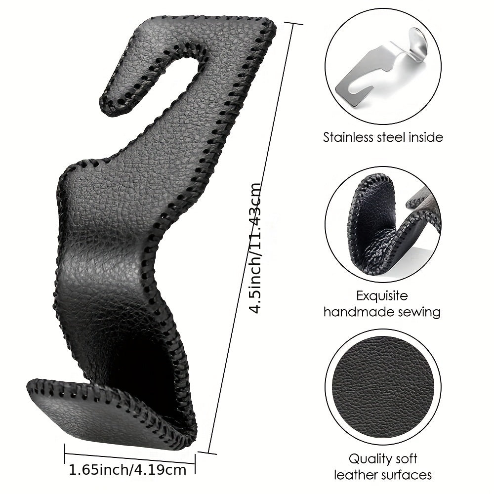2Pcs Leather Hanger Hooks Instantly Upgrade Car Interior Handbag Holder
