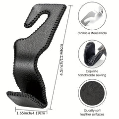 2Pcs Leather Hanger Hooks Instantly Upgrade Car Interior Handbag Holder
