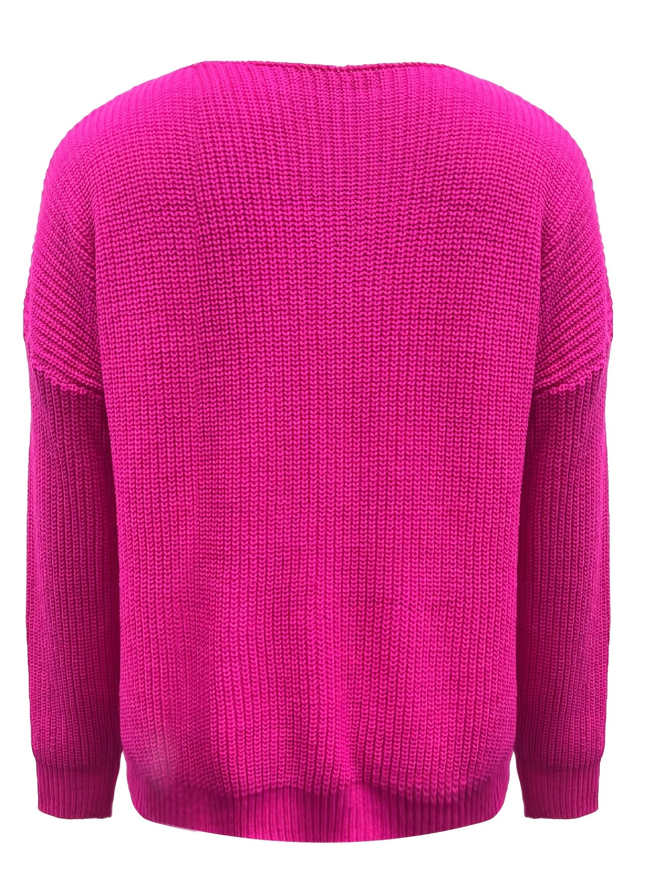 Casual V-Neck Sweater Long Sleeve Loose Fit