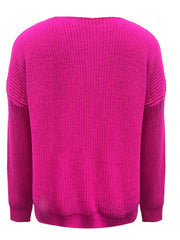 Casual V-Neck Sweater Long Sleeve Loose Fit