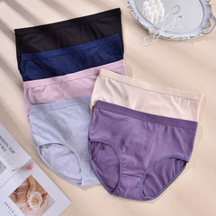5 Pack Plus Size Basic Underwear Set Women's Plain High Rise Stretchy Panty