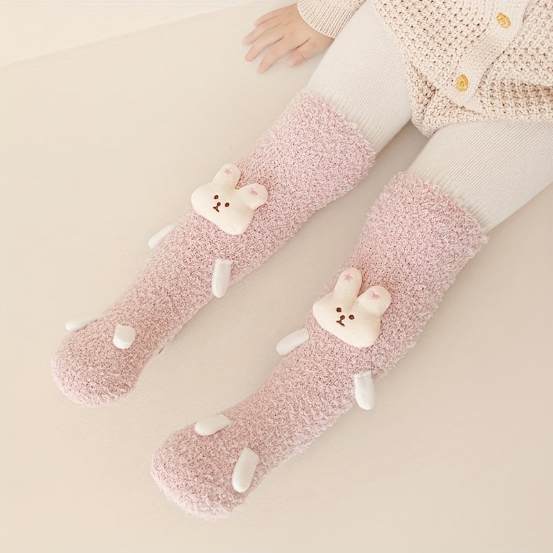 Baby Girl's Non-slip Winter Solid Plush Sleep Socks