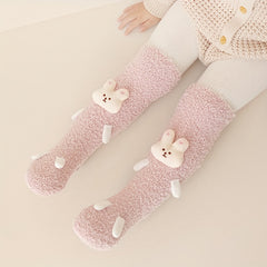 Baby Girl's Non-slip Winter Solid Plush Sleep Socks