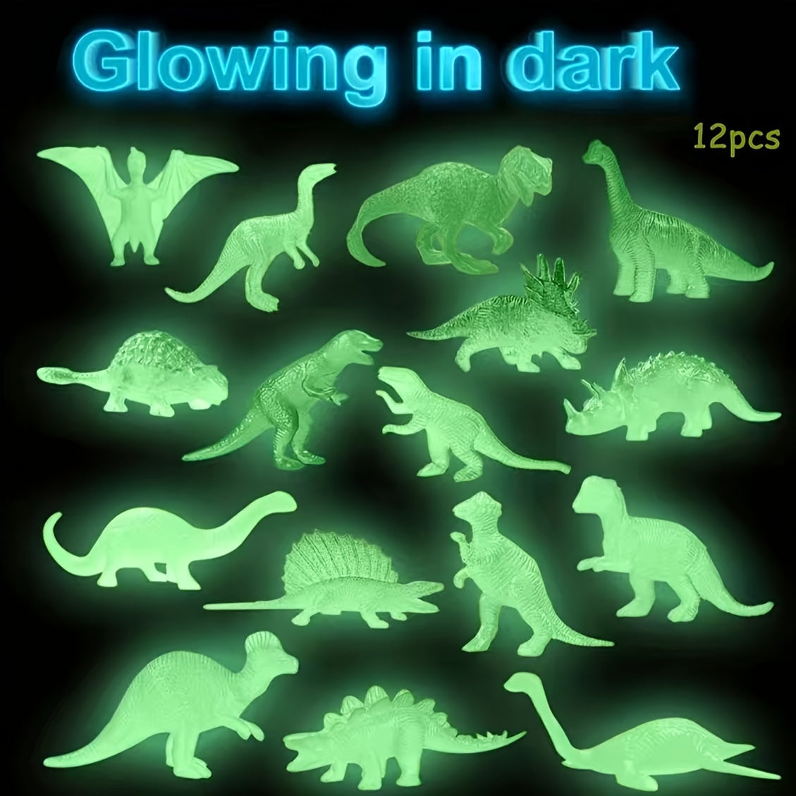 12pcs Luminous Mini Dinosaur Party Supplies Gift
