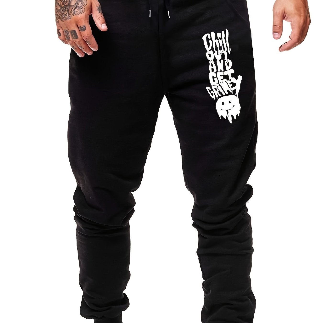 Men's Ghost Print Sweatpants Elastic Waist Active Joggers