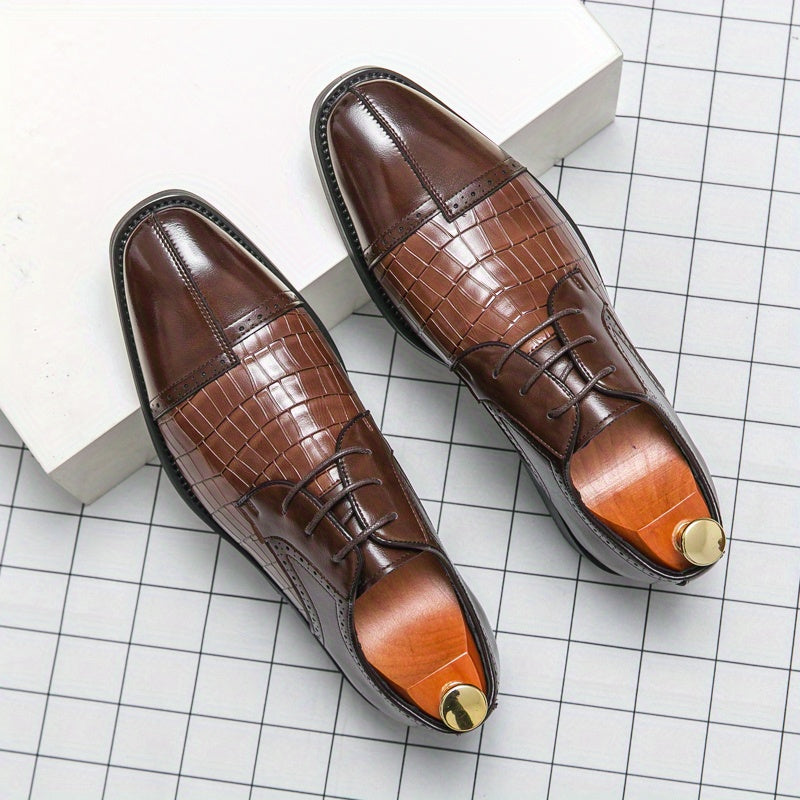 Men's Derby Shoes Lace up Front Toe Cap Dress Shoes For Men