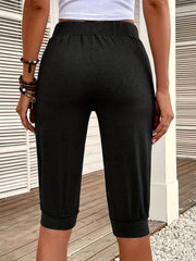 Solid Drawstring Shorts Casual Workout Knee Length Shorts