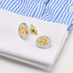 Copper Two Tone Hollow Flower Cufflinks Wedding Suit Accessories