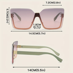 Oversized Rimless Sunglasses Gradient Lens Casual Square Glasses