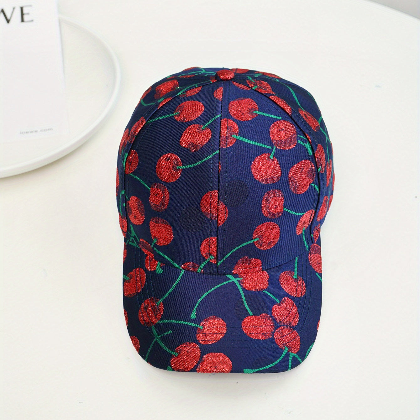 Cherry Print Baseball Cap Couple Sun Hat Adjustable Golf Dad Hats Women Men