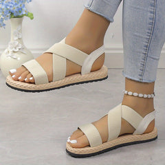Women's Crisscross Strap Flat Sandals - Comfy Slip On Beach Shoes