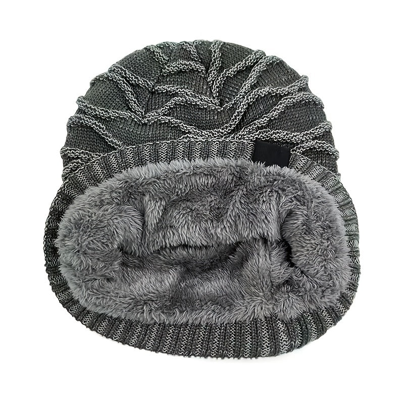 Striped Knitted Hat Men's Women's Plus Velvet Thickened Five star Woolen Hat