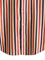 Men's Vertical Striped Short Sleeve Shirt for Daily Wear