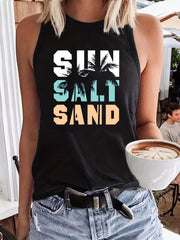 Letter Print Sleeveless Tank Top Casual Loose Fit